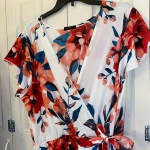 White floral wrap dress